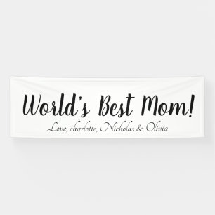 World’s Best Mum black white custom script cute Banner