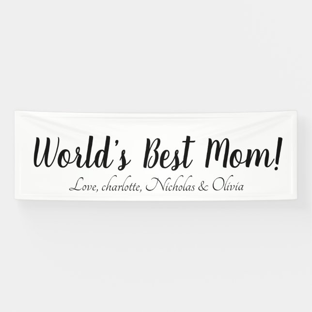 World’s Best Mum black white custom script cute Banner (Horizontal)
