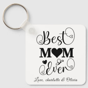 World’s Best Mum black white custom script elegant Key Ring