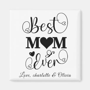 World’s Best Mum black white custom script elegant Magnet