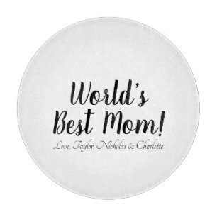 World’s Best Mum black white custom script stylish Cutting Board
