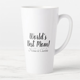 World’s Best Mum black white custom script stylish Latte Mug