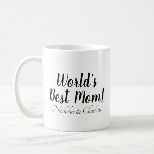 World’s Best Mum black white custom script text Coffee Mug