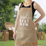 World`s Best Mum Flowers Floral Beige Mother`s Day Apron<br><div class="desc">Cute Floral World`s Best Mum Flowers Floral Beige Mother`s Day Apron. Hand-drawn flowers in beautiful spring colours. Create your own personalised gift for a mother for Mother`s Day,  a birthday or Christmas and add your names. You can change mum to mummy,  mama, ... </div>