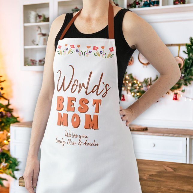 World`s Best Mum Flowers Floral Mother`s Day Apron (Creator Uploaded)