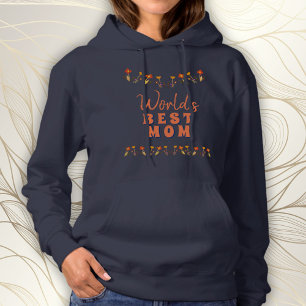 World`s Best Mum Flowers Floral Navy Blue Hoodie