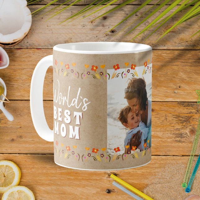 World`s Best Mum Flowers Rustic Photo Coffee Mug (Creator Uploaded)
