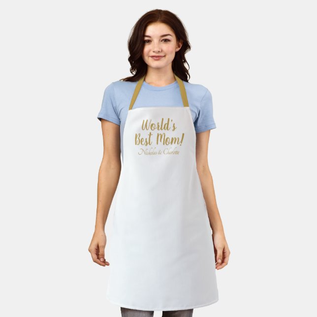 World’s Best Mum gold custom script cute Apron (Worn)