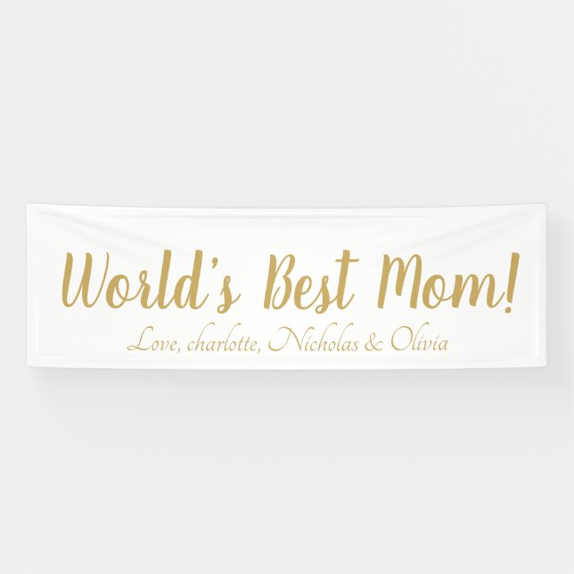 World’s Best Mum gold custom script cute Banner (Horizontal)