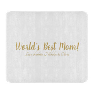 World’s Best Mum gold custom script cute Cutting Board