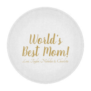 World’s Best Mum gold custom script cute Cutting Board