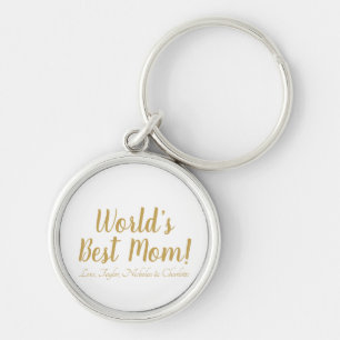 World’s Best Mum gold custom script cute Key Ring