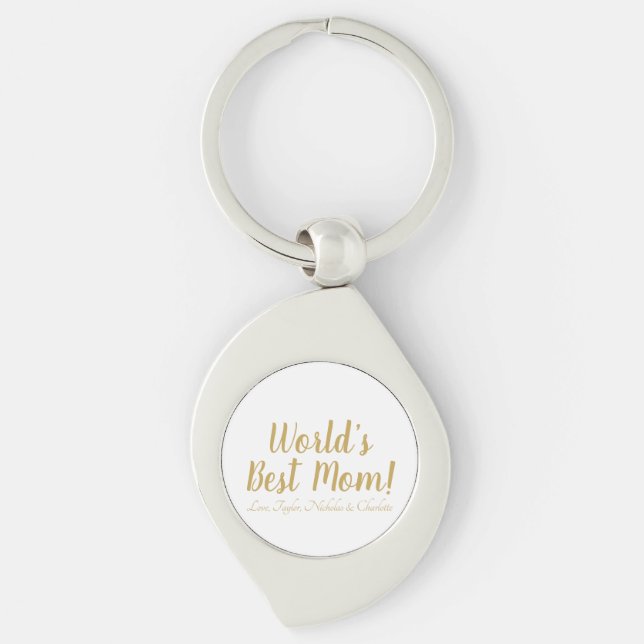 World’s Best Mum gold custom script cute Key Ring (Front)