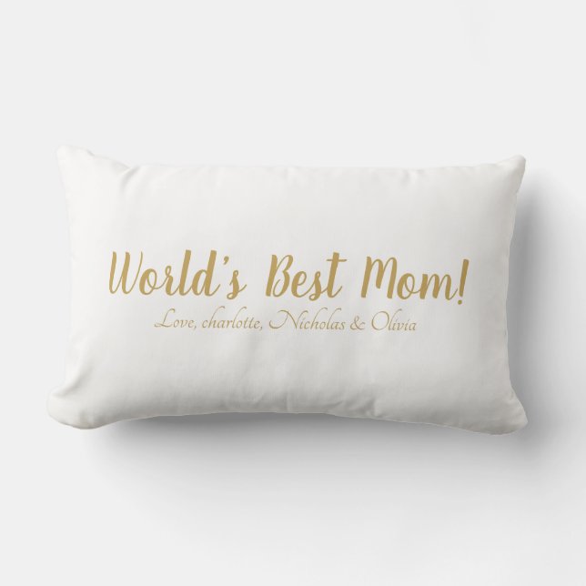 World’s Best Mum gold custom script cute Lumbar Cushion (Front)