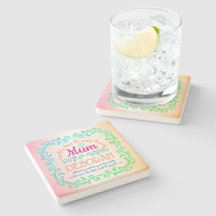 World’s Best Mum Mothering Sunday Botanical Logo Stone Coaster