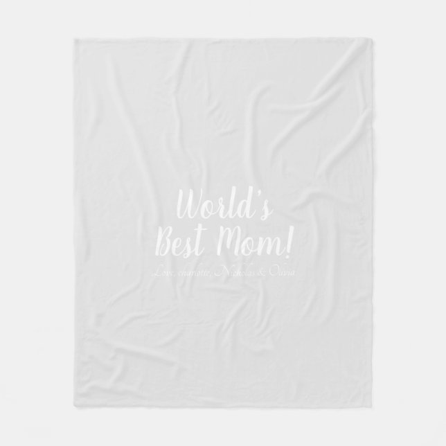 World’s Best Mum pale grey custom script stylish Fleece Blanket (Front)
