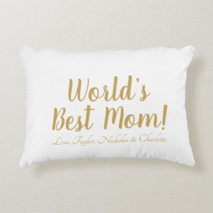 World’s Best Mum personalised custom script cute Decorative Cushion