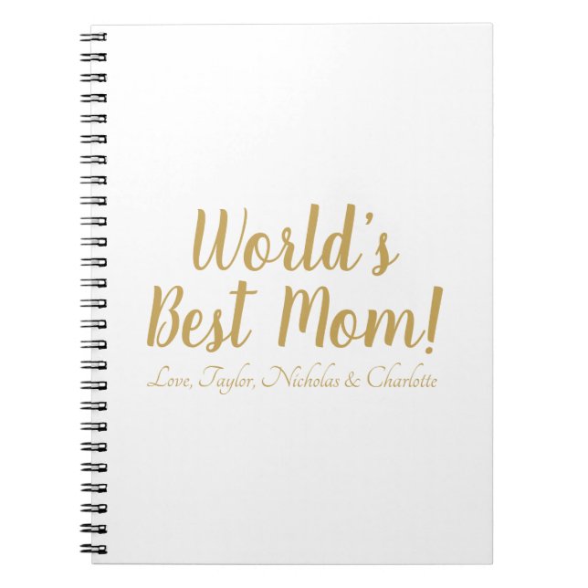 World’s Best Mum personalised custom script cute Notebook (Front)
