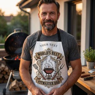 World’s Best Pitmaster Dad Retro BBQ Crest Custom Apron