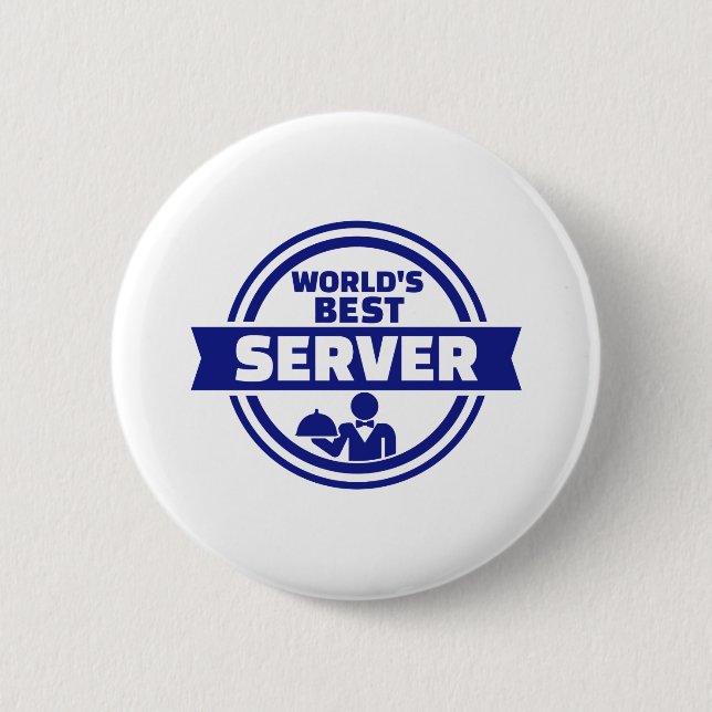 World’s best server 6 cm round badge (Front)