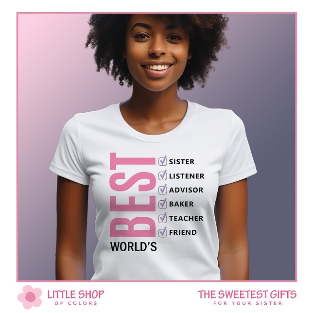 World’s Best Sister Personalised Checklist T-Shirt (Creator Uploaded)