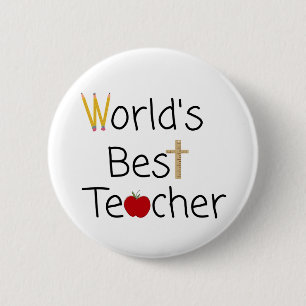 World’s Best Teacher Cool School Supplies 6 Cm Round Badge