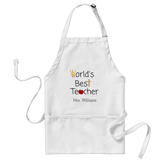World’s Best Teacher Cool School Supplies Adult Ap Standard Apron (Front)