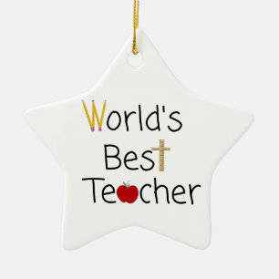 World’s Best Teacher Cool School Supplies Ceramic Ornament