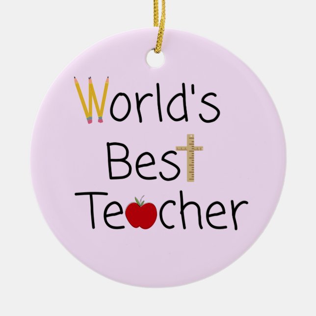 World’s Best Teacher Cool School Supplies Ceramic Ornament (Front)
