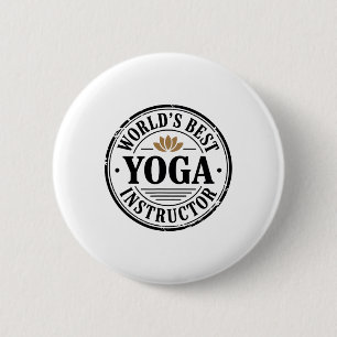 World’s Best Yoga Instructor Lotus Emblem Design 6 Cm Round Badge