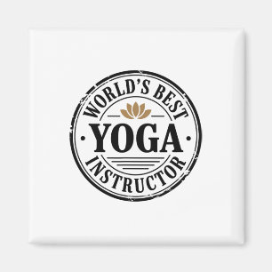 World’s Best Yoga Instructor Lotus Emblem Design Magnet