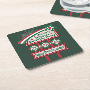World’s Biggest Birthday Party Marquee Square Paper Coaster