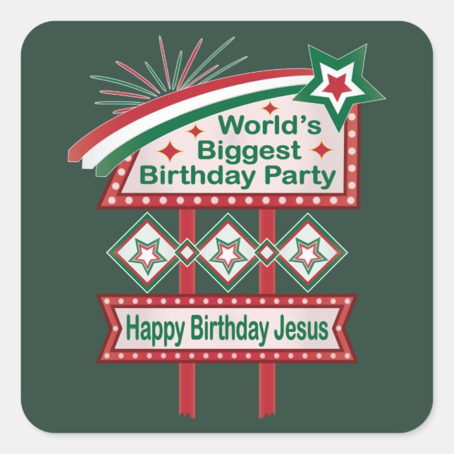 World’s Biggest Birthday Party Marquee Square Sticker (Front)