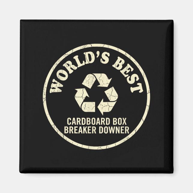 World’s Cardboard Box Breaker Funny Recycling Hero Magnet (Front)