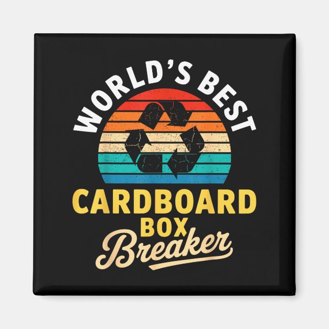 World’s Cardboard Box Breaker Funny Recycling Hero Magnet (Front)