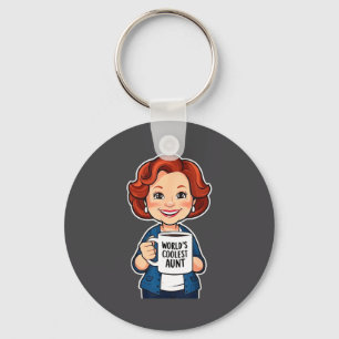 World’s Coolest Aunt Funny Coffee Lover Gift Tee Key Ring