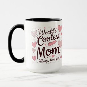World’s Coolest Mum – Pink Heart Design Mug