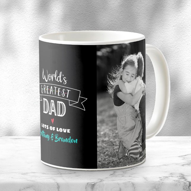 World’s Greatest Dad 2 Photo Modern Black White Coffee Mug (Creator Uploaded)