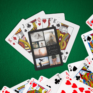 World’s Greatest Dad Family Child 7 Photo Collage  Playing Cards