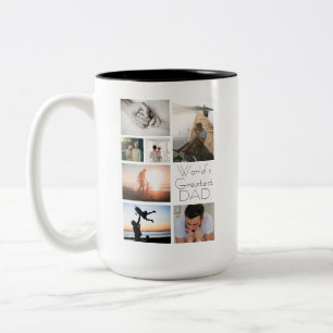 World’s Greatest Dad Family Child 7 Photo Collage Two-Tone Coffee Mug