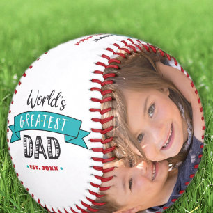 World’s Greatest Dad Turquoise Banner Typography Baseball