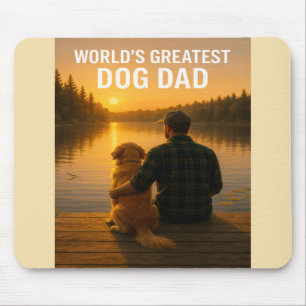 World’s Greatest Dog Dad – Lakeside Sunset Edition Mouse Pad
