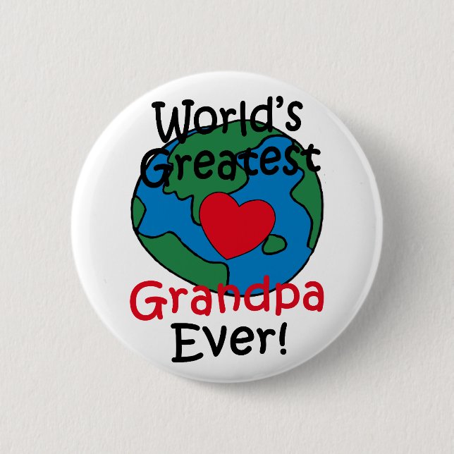 World’s Greatest Grandpa Heart 6 Cm Round Badge (Front)