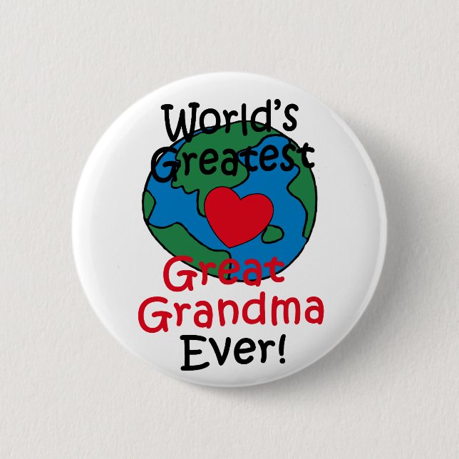World’s Greatest Great Grandma Heart 6 Cm Round Badge (Front)