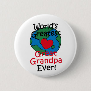 World’s Greatest Great Grandpa Heart 6 Cm Round Badge