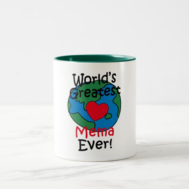 World’s Greatest Mema Heart Two-Tone Coffee Mug (Center)