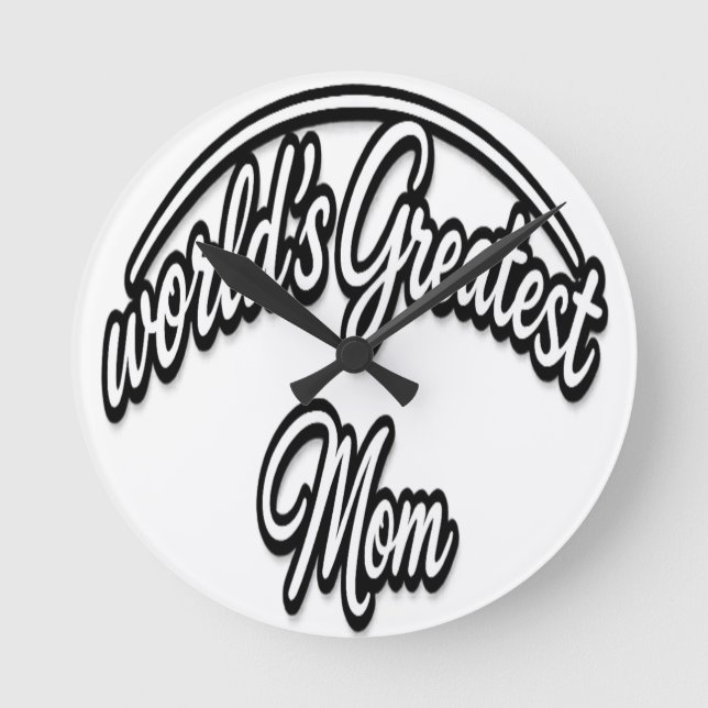 World’s Greatest Mum Elegant Cursive Design Round Clock (Front)