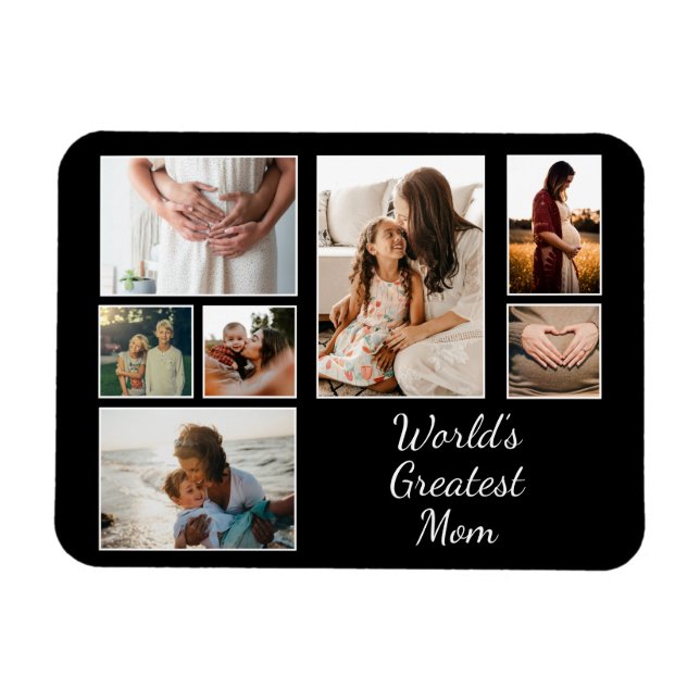 World’s Greatest Mum Family Child 7 Photo Collage Magnet (Horizontal)