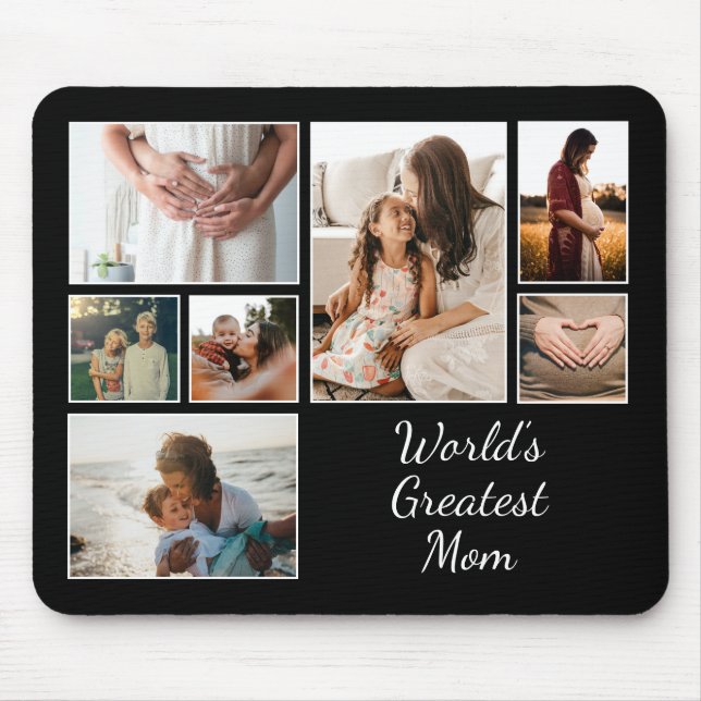 World’s Greatest Mum Family Child 7 Photo Collage Mouse Pad (Front)