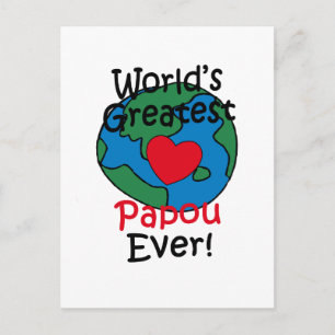 World’s Greatest Papou Heart Postcard